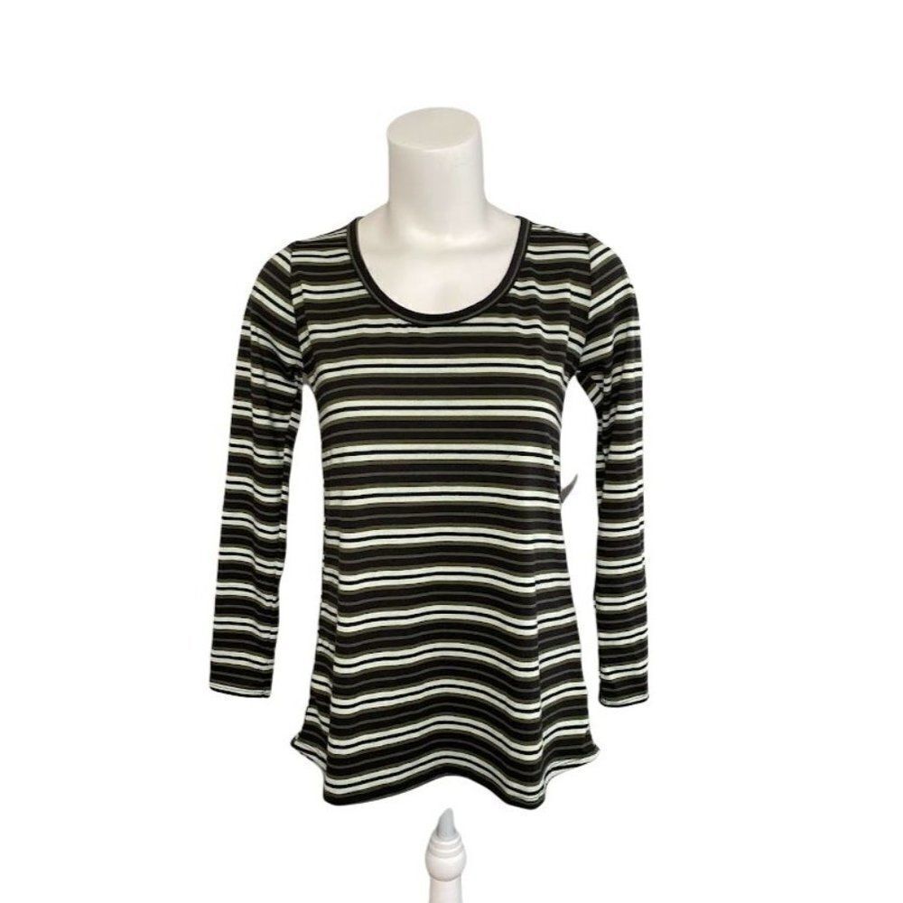 LuLaRoe Lynnae Green Stripe Long Sleeve Top XXS NEW